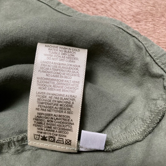 Anthropologie Cloth & Stone Smocked Tensel Dress Waist Tie Olive Green Size XS - Picture 9 of 10